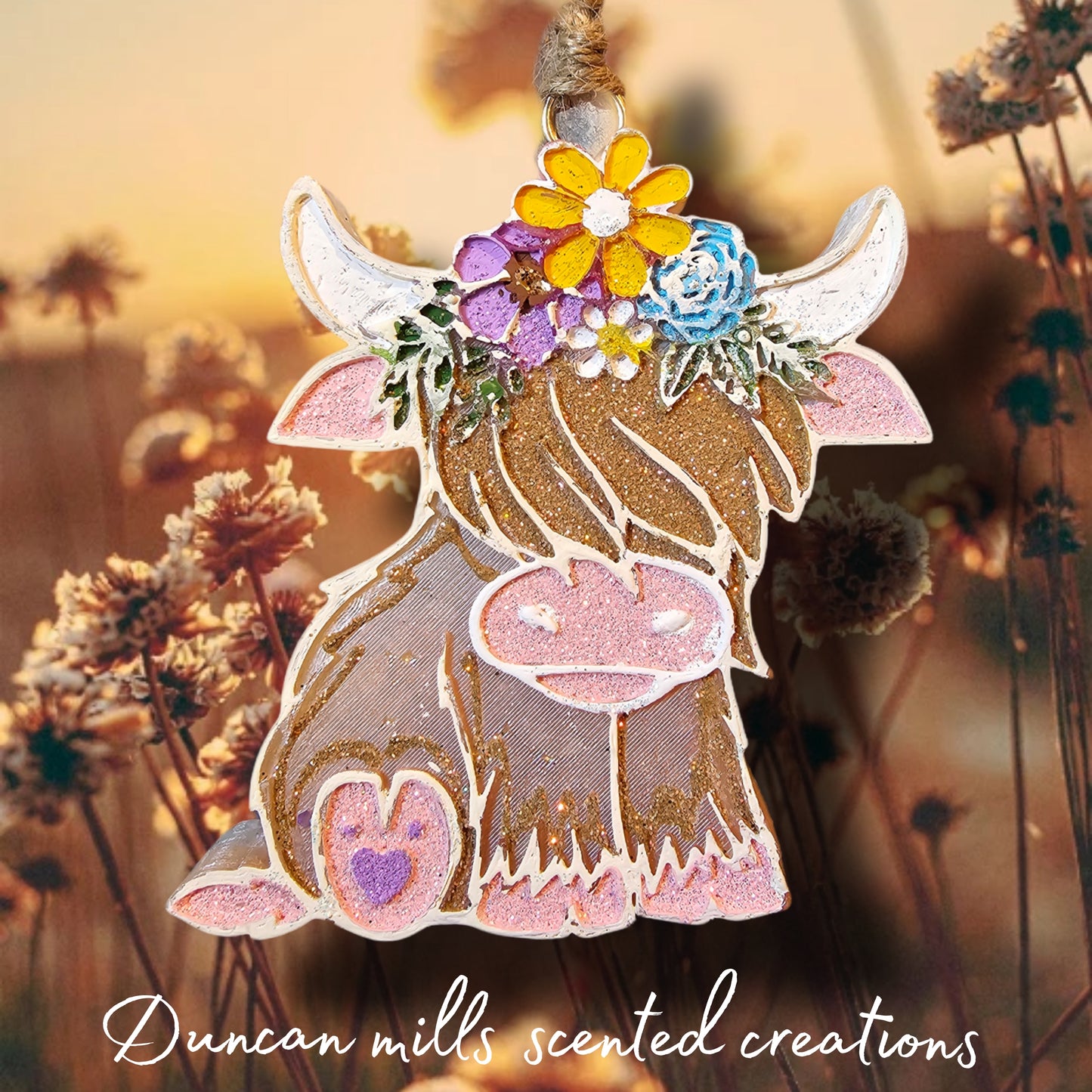 Baby Highland Freshie | Boho Flowers | Cow lovers Freshie