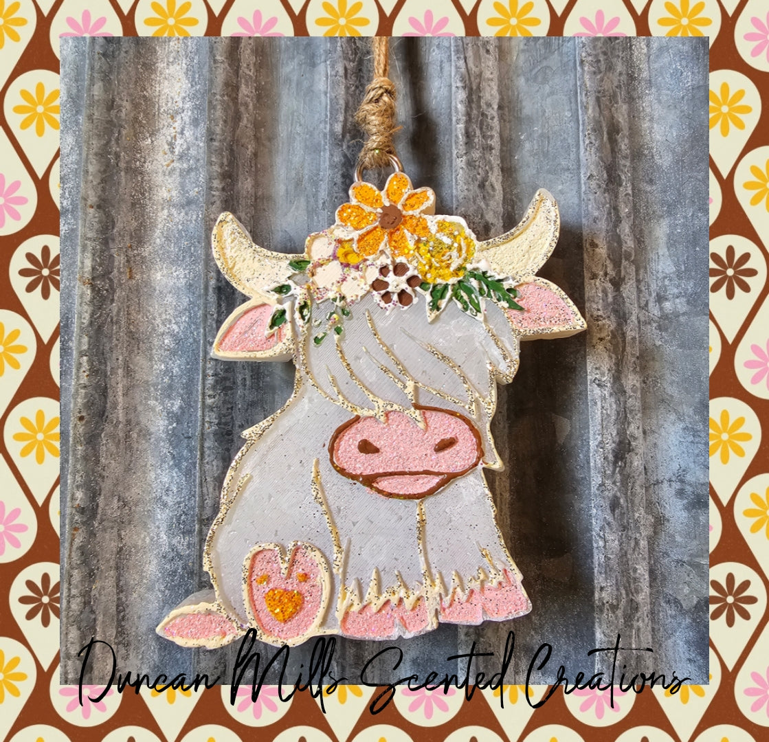 Baby Highland Freshie | Boho Flowers | Cow lovers Freshie
