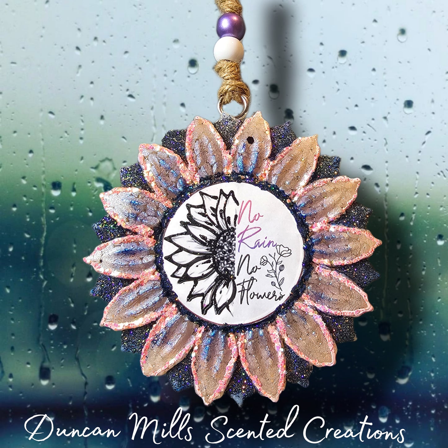 Sunflower Freshie | No Rain No Flowers | Inspirational | Made to order