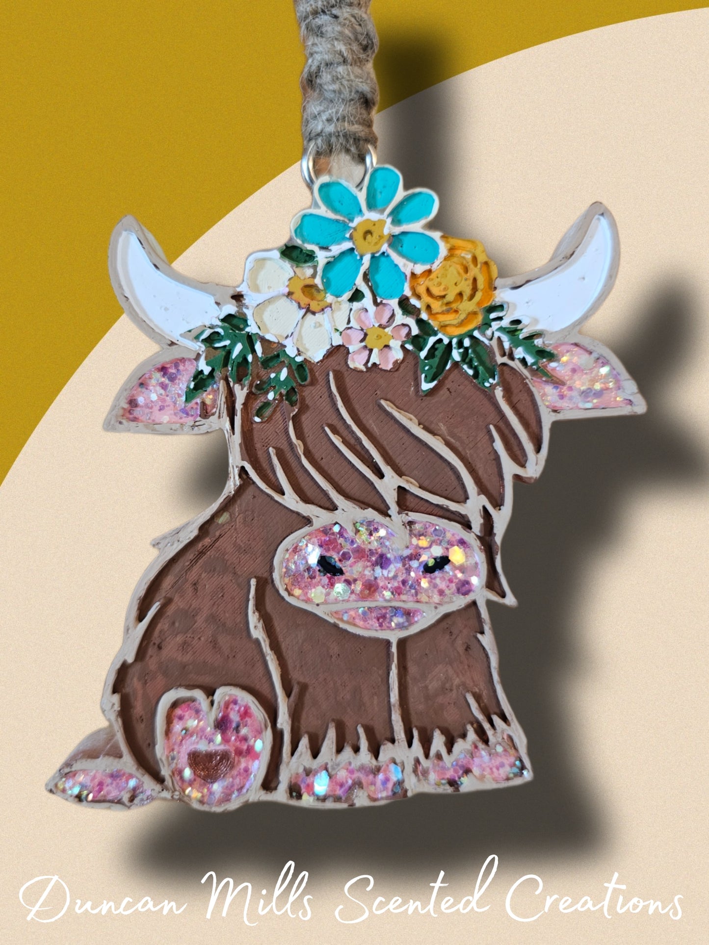 Baby Highland Freshie | Boho Flowers | Cow lovers Freshie