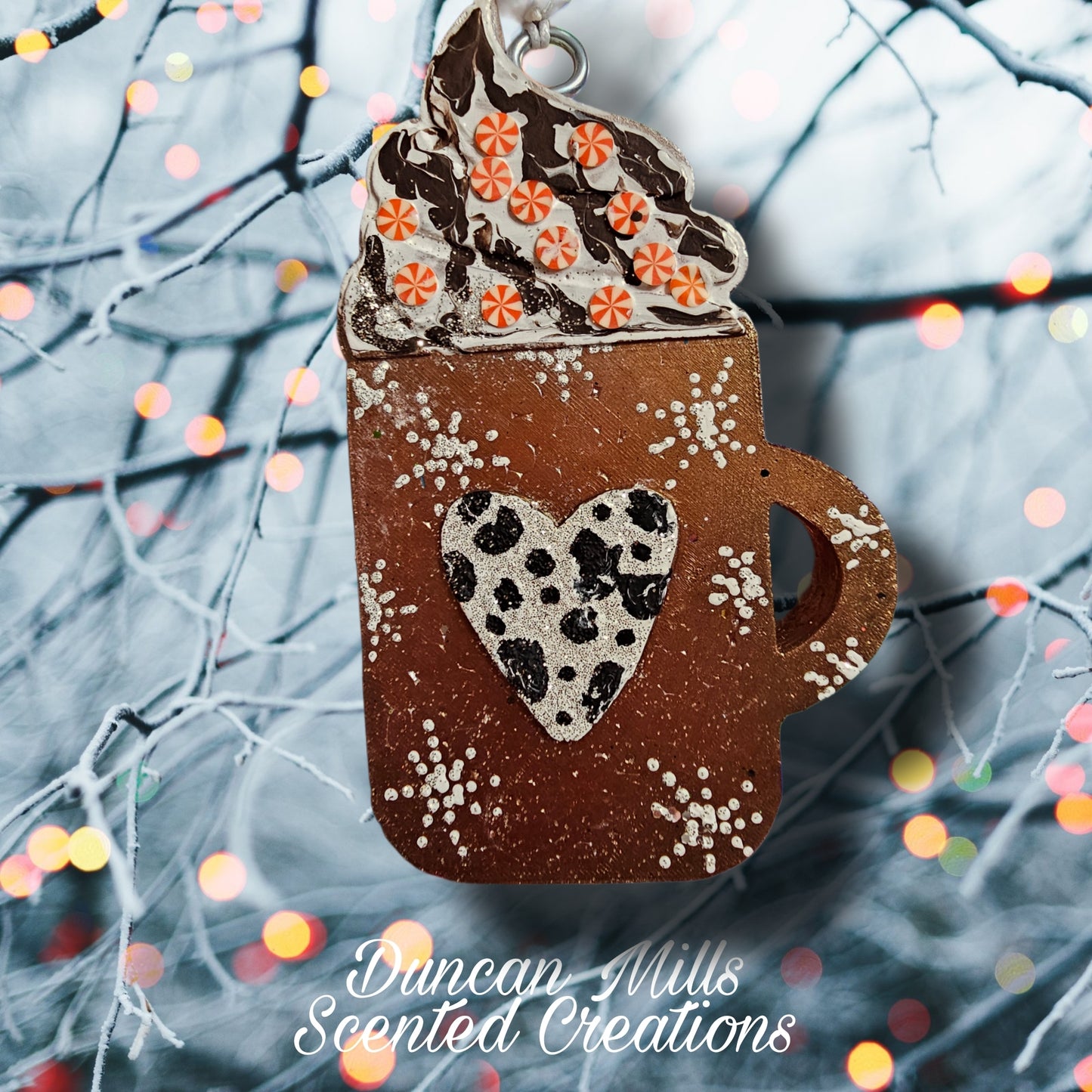 Hot chocolate Freshie | Peppermints | Cow Print |Made to order