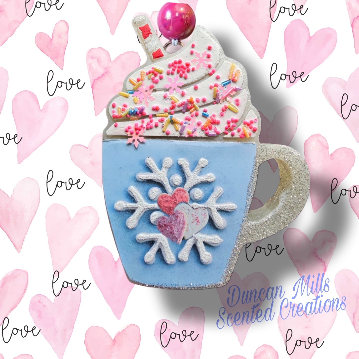 Snowflake Frappe Freshie | Hearts | Valentines inspired| Made to order