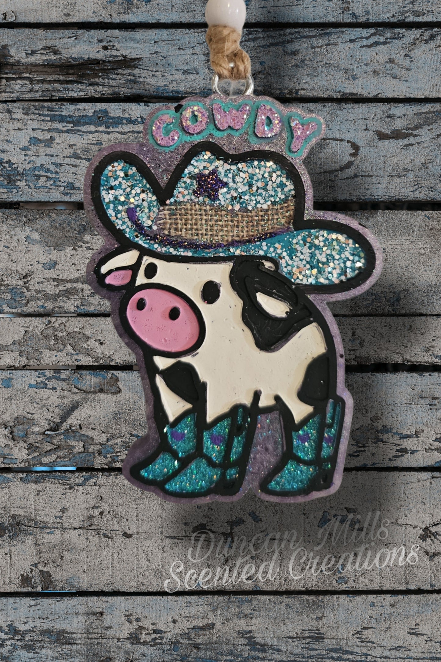 Cowdy Cow in boots Freshie | Multi color | Made to order