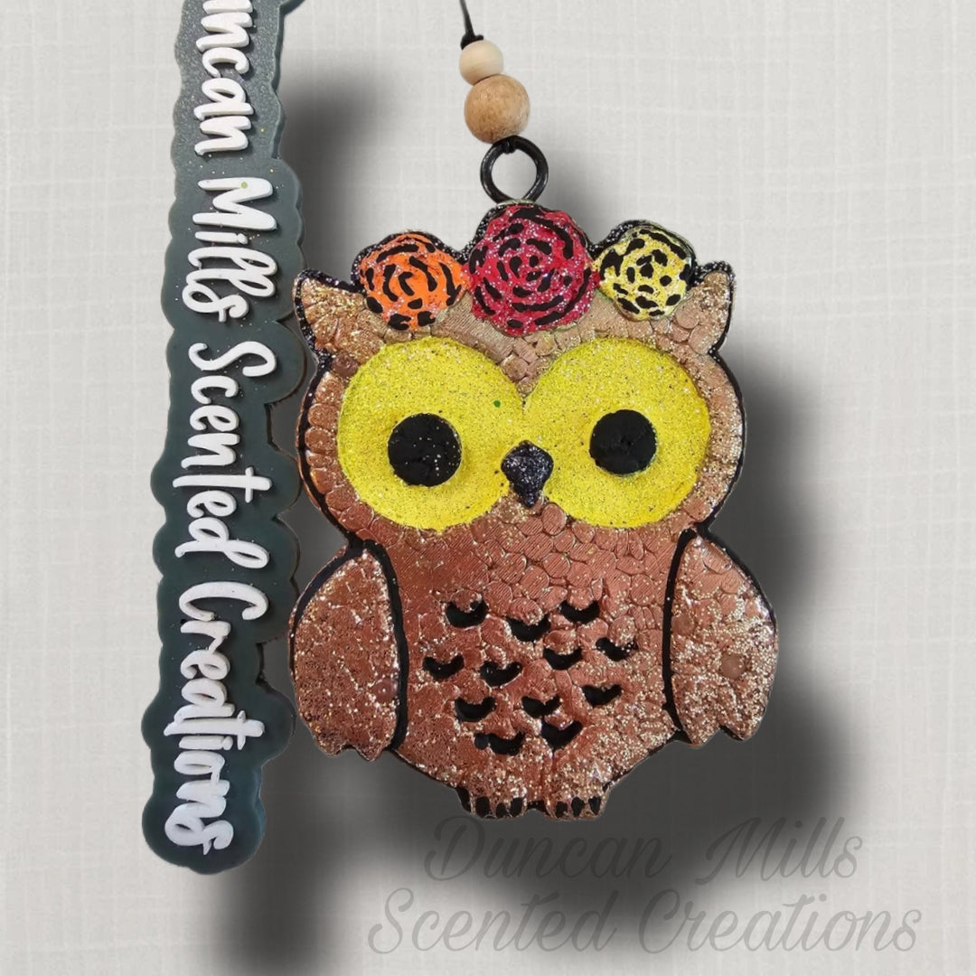 Boho Floral Crown Owl Freshie | Made to order