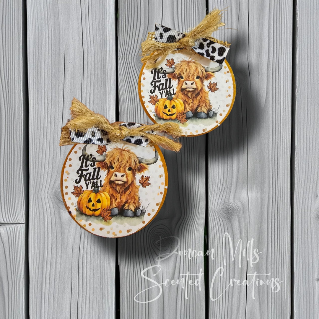 It's Fall y'all vent set Highland Cows ||Made to order