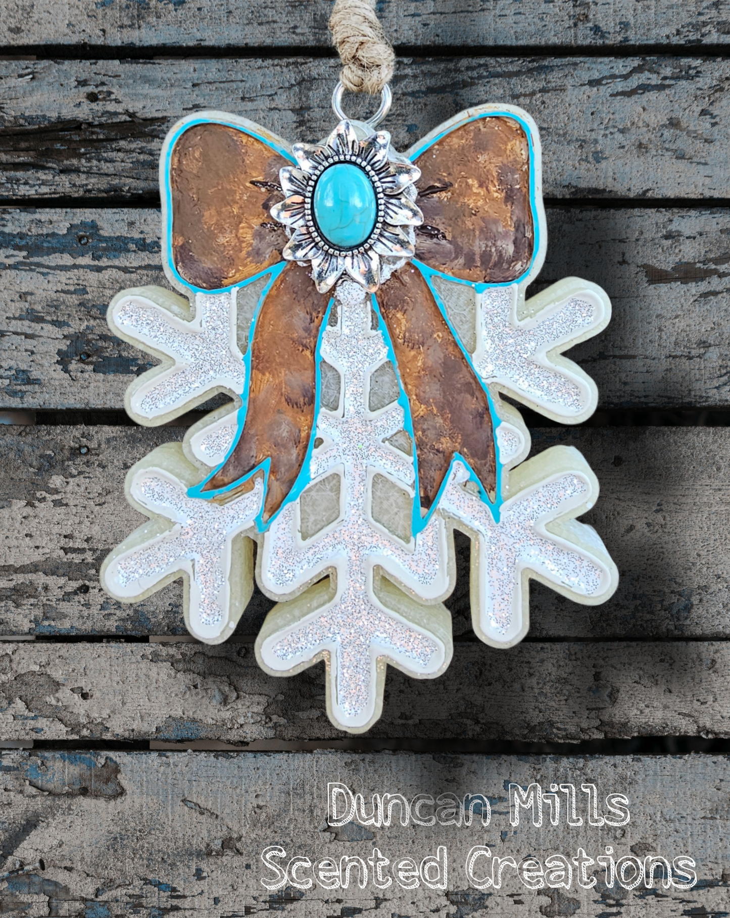 Snowflake with Bow Freshie |Western Pendant | Leather look | Made to order