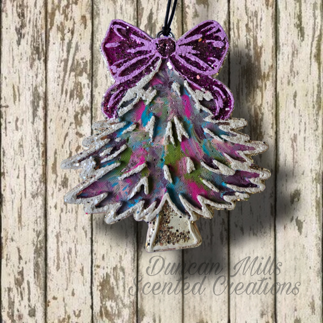 Christmas Tree with bow Freshie | brush strokes | Made to order
