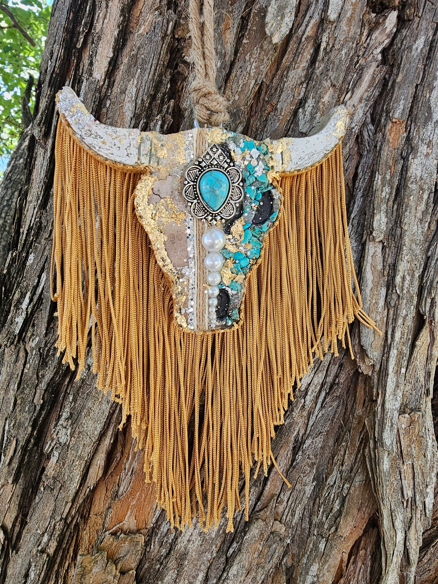 Ready to Ship Freshie | Exclusive one of kind Bull skull Freshie | Genuine turquoise stones | Aztec design | Apple Cinnamon Scent