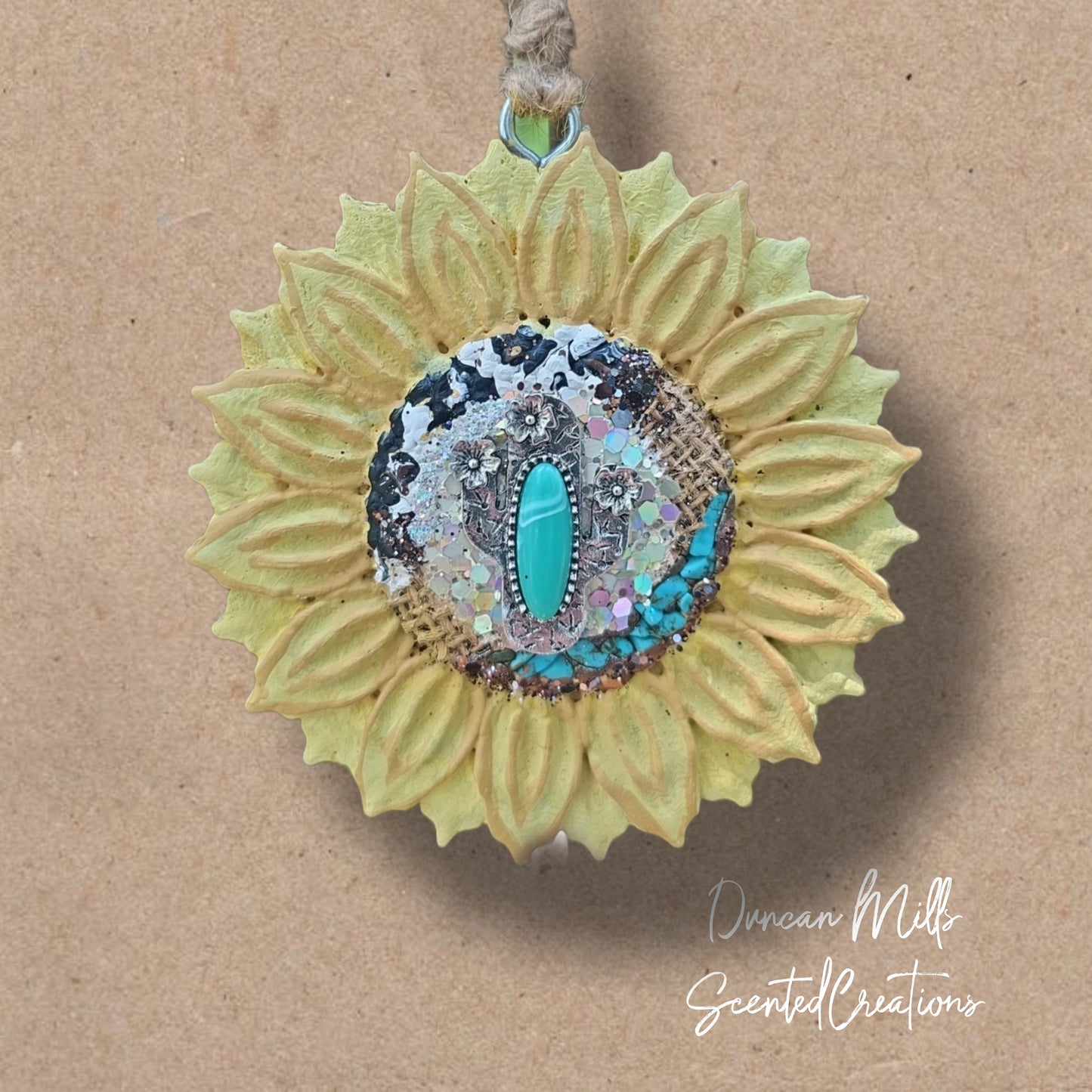 Sunflower | Cow Print | Turquoise | Burlap | Cactus Charm | Western Sunflower | Made to order