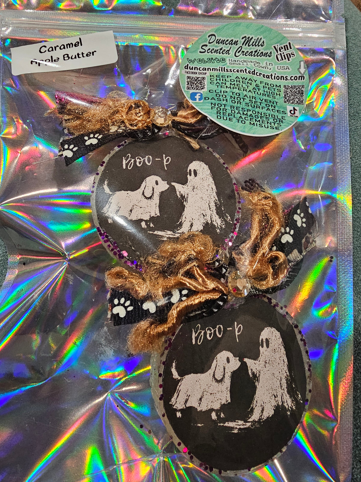 BOO-P Ghost Pup Vent clips | Caramel Apple Butter scent)