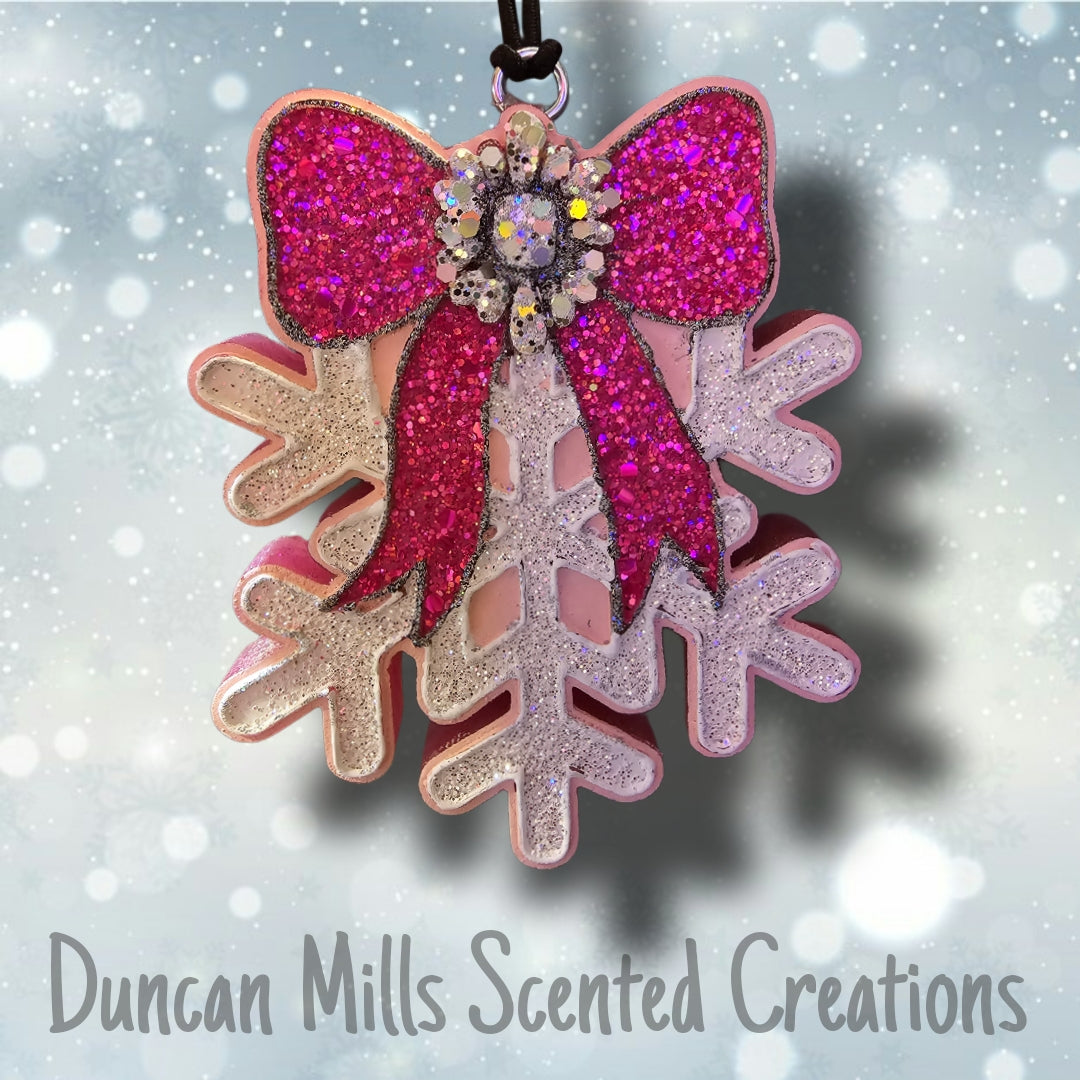 Fancy Snowflake | Hot Pink Bow Freshie | Made to order