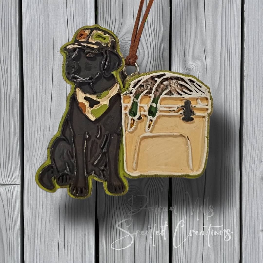 Lab with cooler of ducks hunting Freshie | Made to order