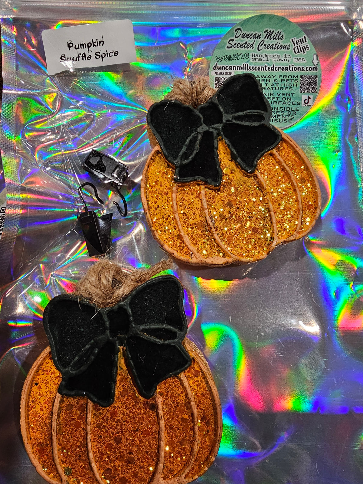 Ready to Ship Bow Pumpkin Vent Clip PumpkinSouffle Spice Scent