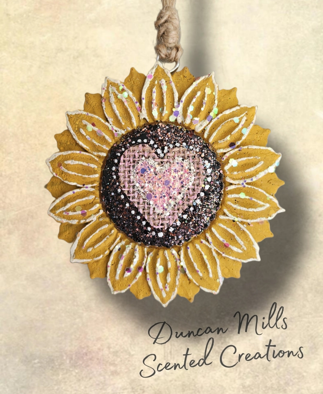 Sunflower | multi color| Pinks | burlap plaid heart middle | Made to order