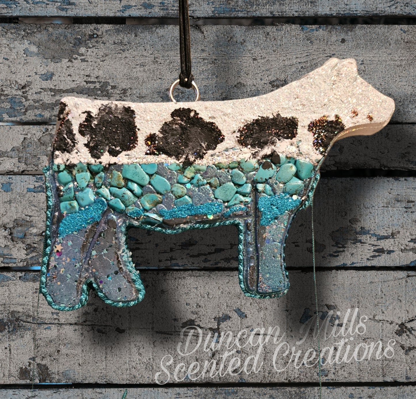Western Bling Cow Freshie | turquoise|Made to order