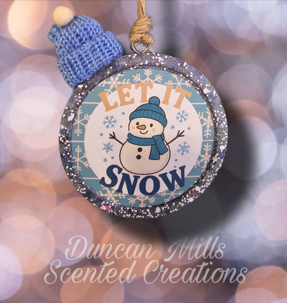 Let it snow Snowman Freshie | stocking cap | Winter | Choose size | Made to order