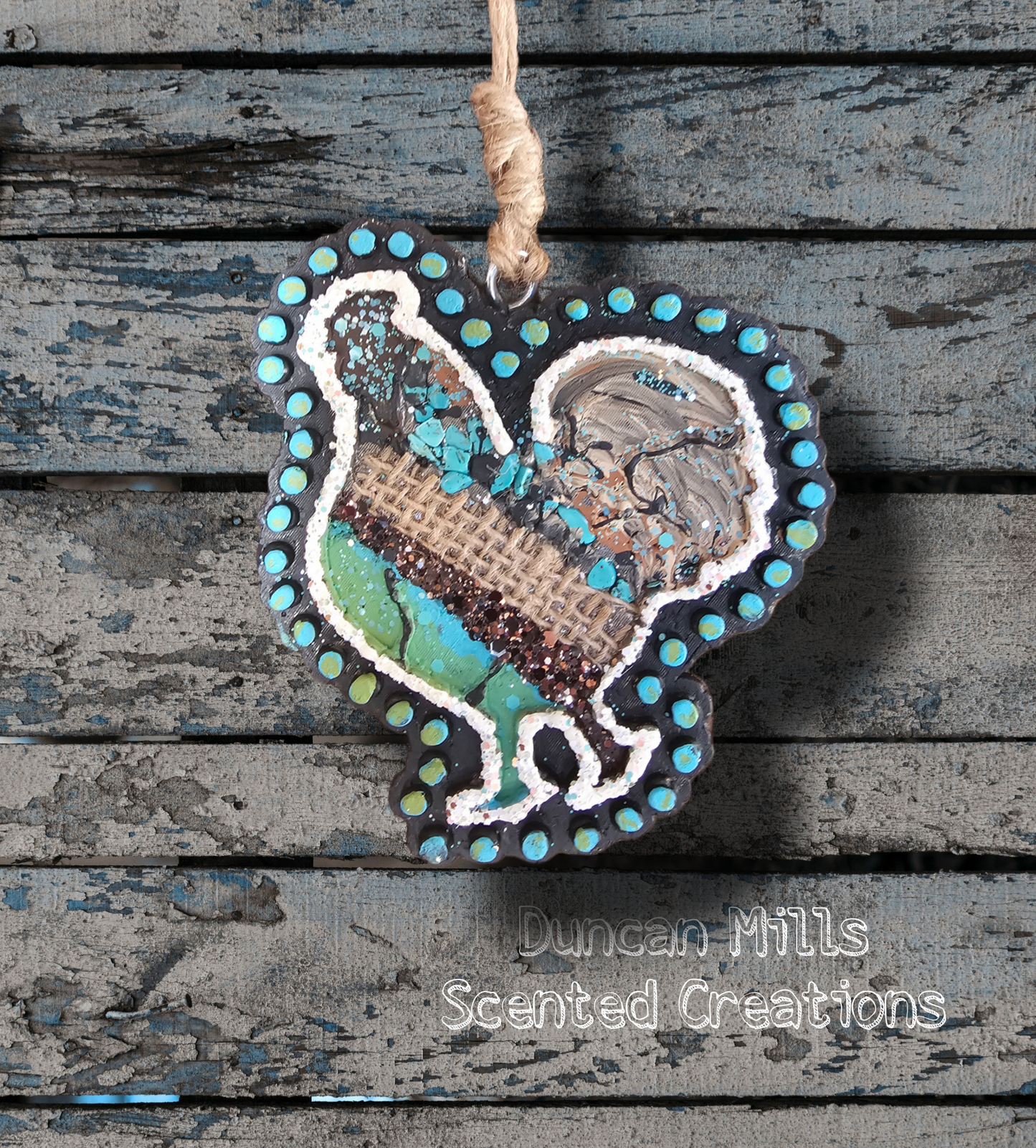 Chicken freshie | Turquoise stones | Burlap | Made to order