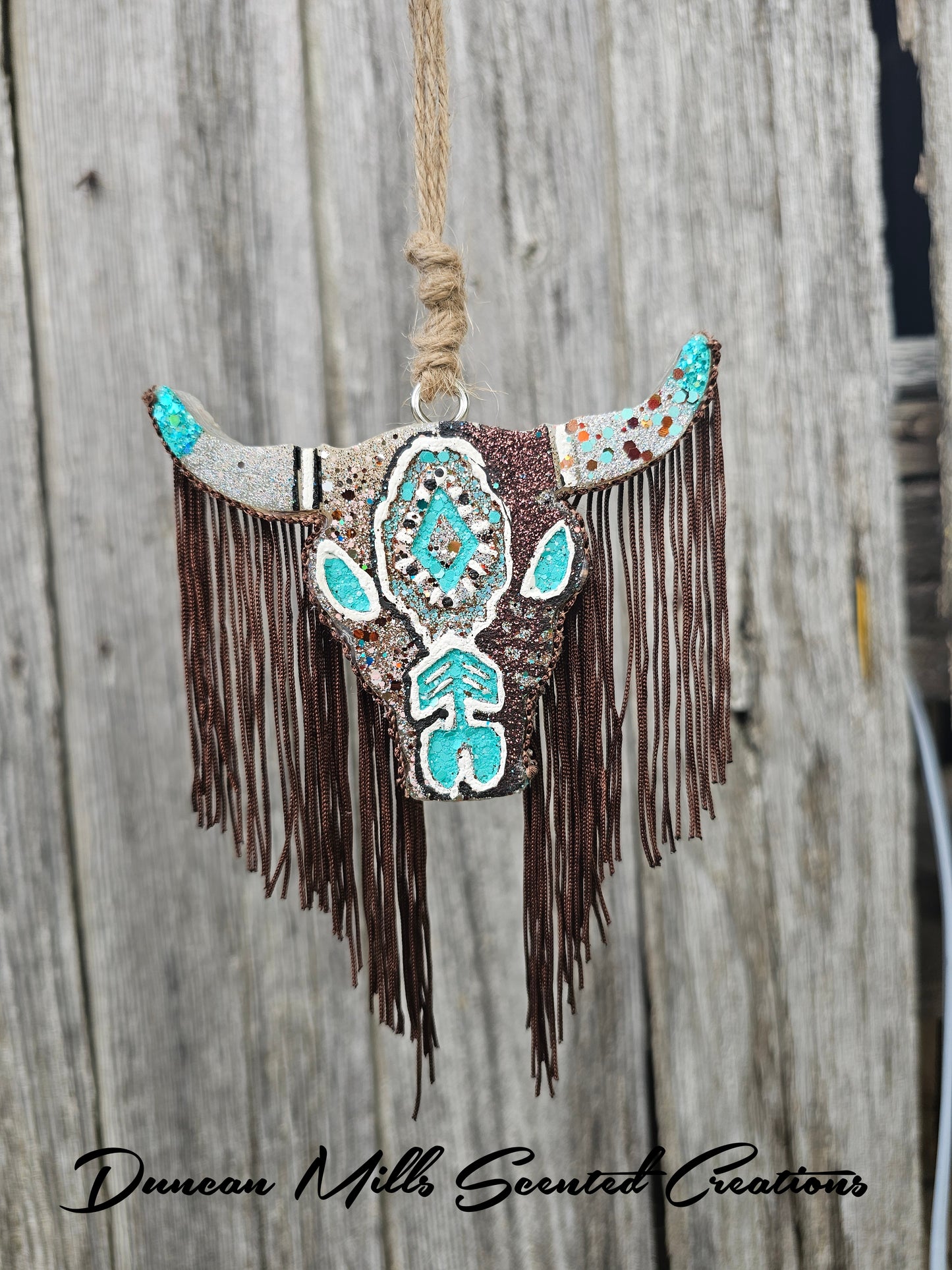 Bull Head Freshie  |Turquoise & Browns | Glitter| Western | Made to order