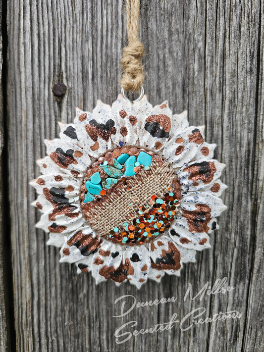 Sunflower  | Cow Print | Turquoise | Burlap | Western | Made to order