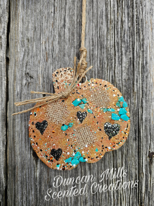 Patched Pumpkin Freshie | Turquoise | Burlap | Western | Made to order