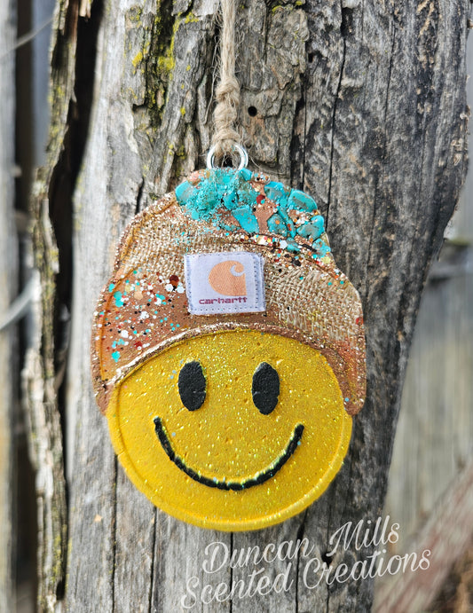 Beanie Smiley| Burlap | Turquoise | Western | Made to order