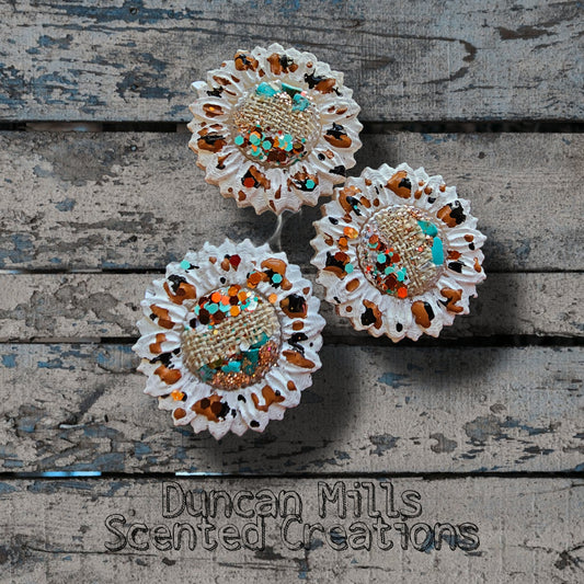 Mini Sunflowers vent trio |Turquoise |Western Vibes | Cow Print | Made to order