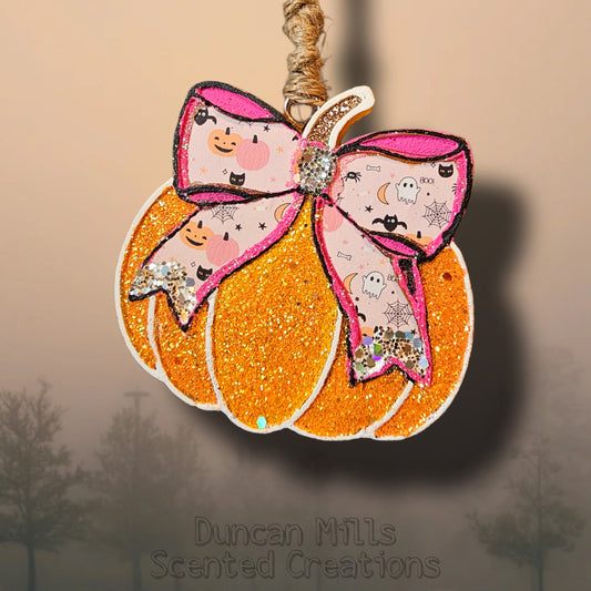 Pumpkin with pink Boo BOW Freshie | Fall | Made to order