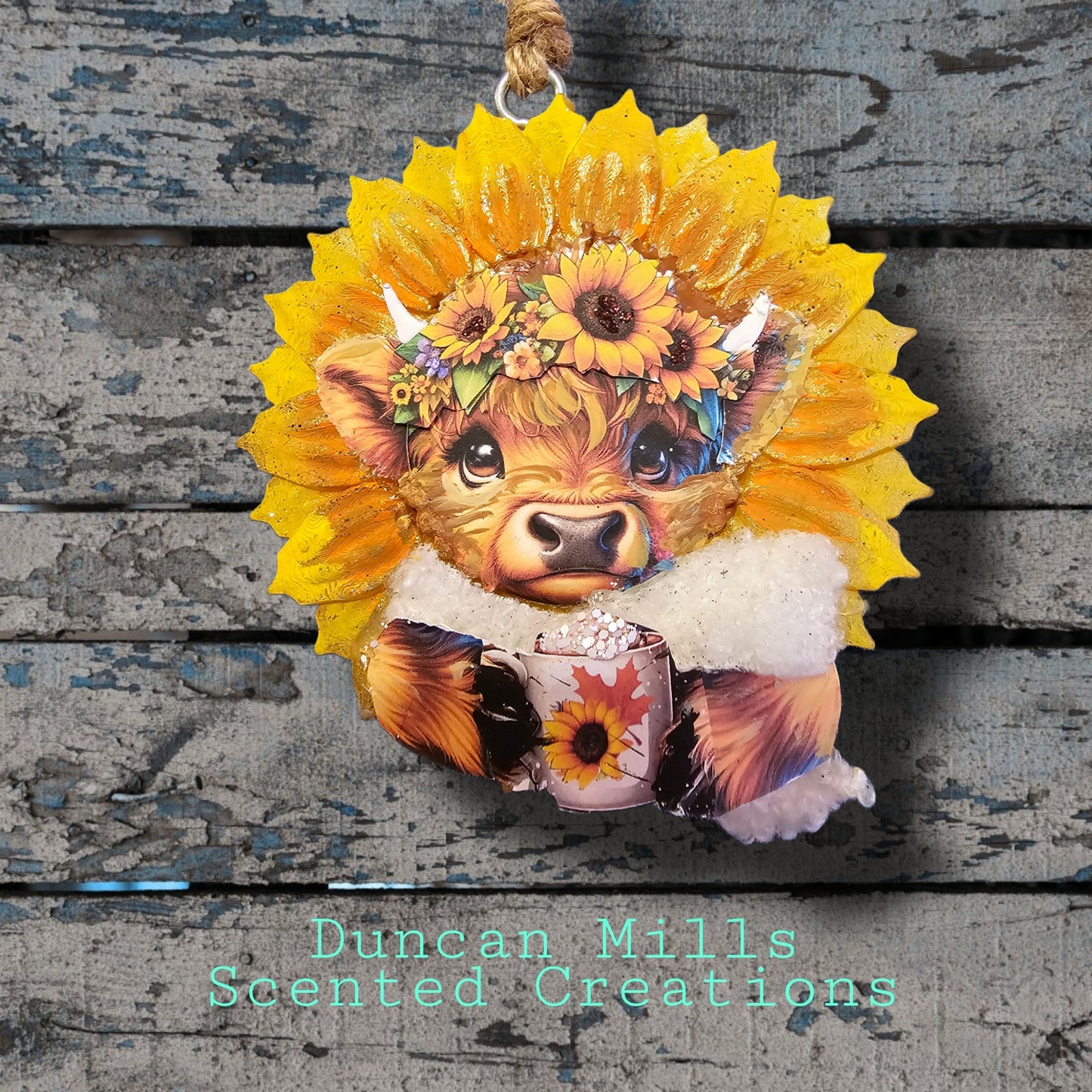 Sunflower Freshie | Highland cow | Ornament  | Made to order