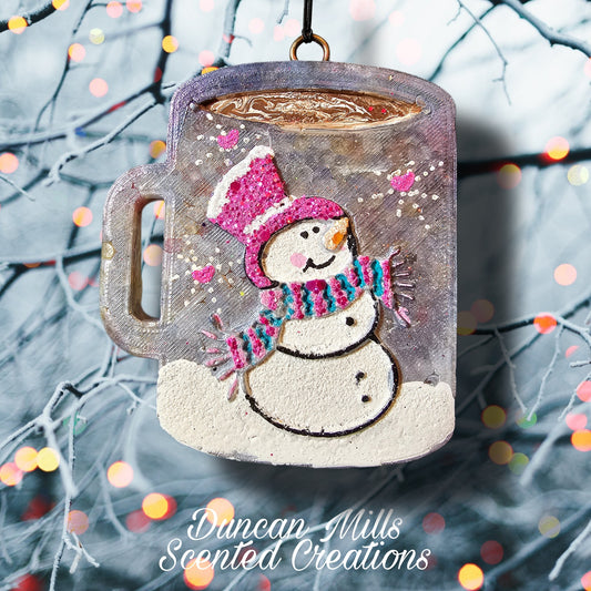 Made to Order mug with  snowman Freshie | Pink Collection