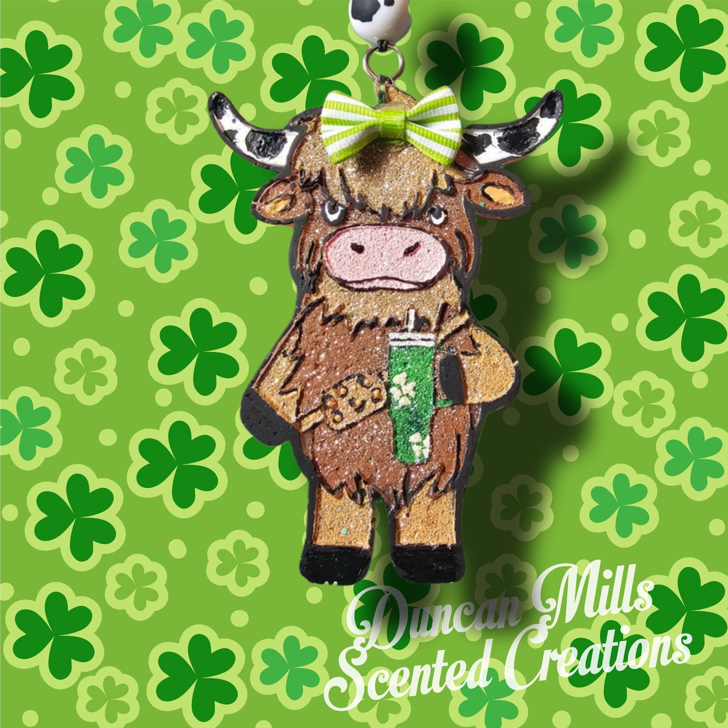 Boujee Highland Freshie | St. Patttys | Greens |Cow lovers Freshie