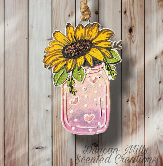 Sunflower Mason Jar Freshie  | Made to order