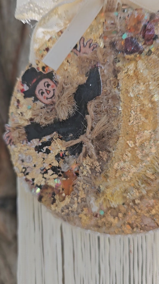 Ready to Ship Large Handmade Scarecrow Half-Moon Keepsake Freshie | One of a kind | Apple maple bourbon scent