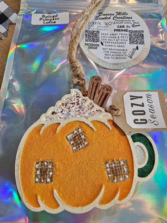 Ready-to-ship | Cozy Season Pumpkin Mug Freshie
 | Spiced pumpkin Latte )