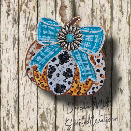 Western Print Bow Pumpkin Freshie | Pendant | Made to order
