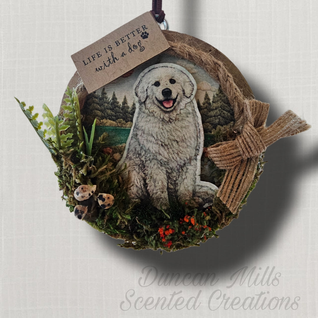 Great Pyrenees Signature Hand-Layered Keepsake Car Charm (Scented)