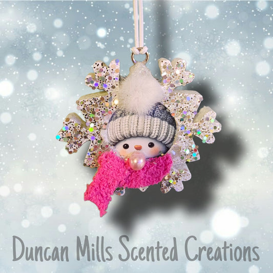 Snowman Snowflake Freshie | Bubblegum | Made to order