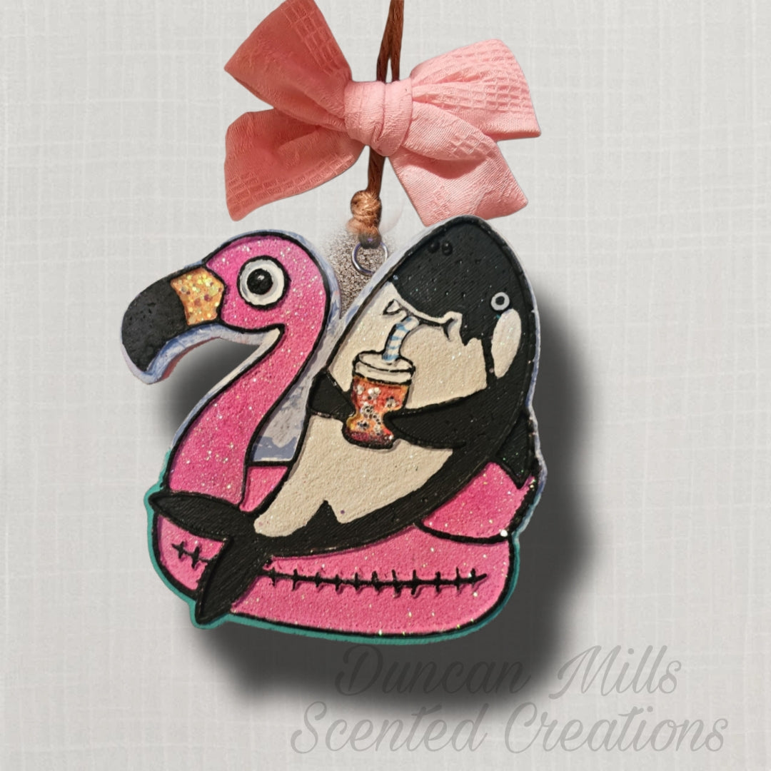 Orca Whale or Great White Shark on a float | Flamingo Floatie Freshie  | Large Freshie | Made to order