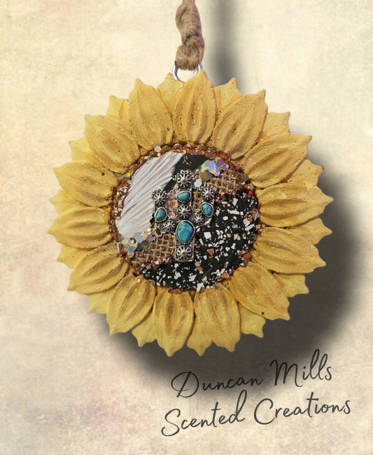 Sunflower  | Cow Print | Turquoise | Burlap | Cactus Charm | Western Sunflower | Made to order