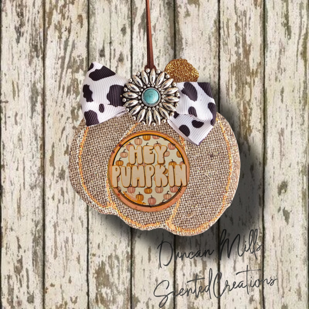 Burlap Pumpkin | Cow Print Bow | Pendant  | Choose style | Made to order