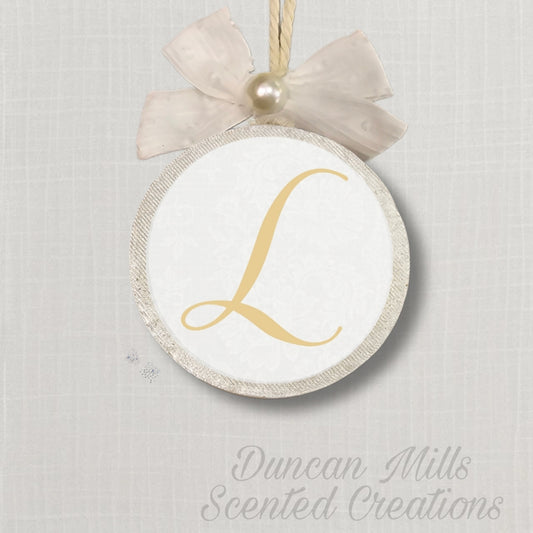 3.5 inch Custom Initial Freshie.  Bow & glitter border.