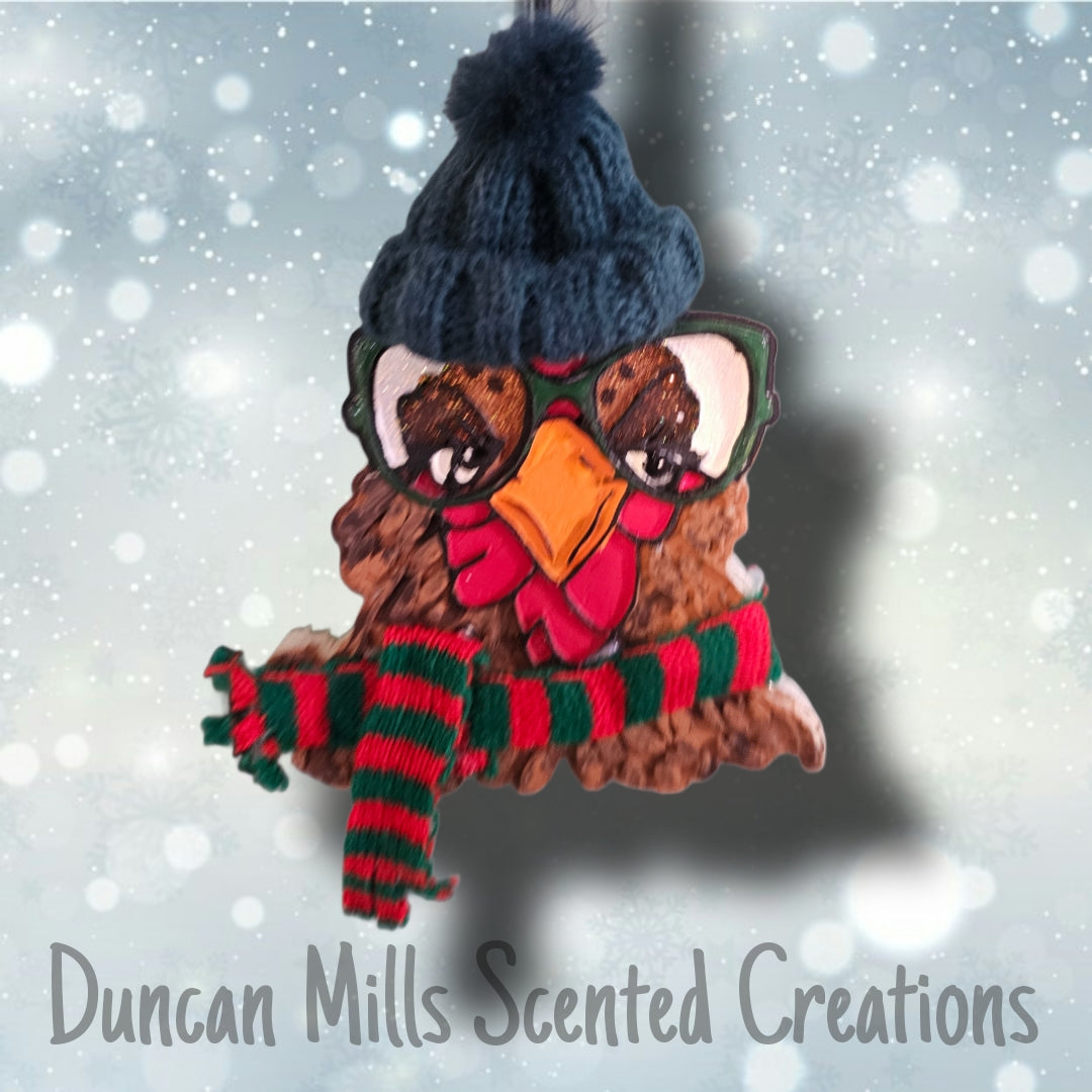 Large  Chicken with stocking cap & Scarf freshie  | Made to order