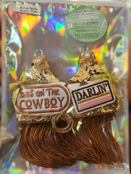 Dibs on the Cowboy & Darlin' – Western Fringe Vent Clip Set | Gooey Apple Butter Cake Scent
