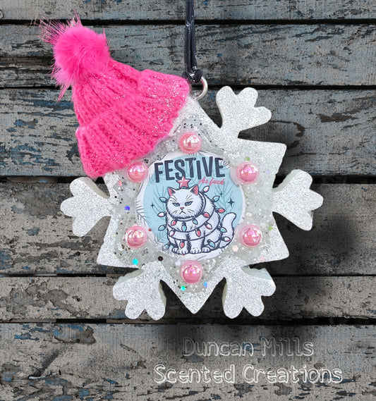 Snowflake Freshie | Festive AF | Cat lovers | Stocking cap | Made to order