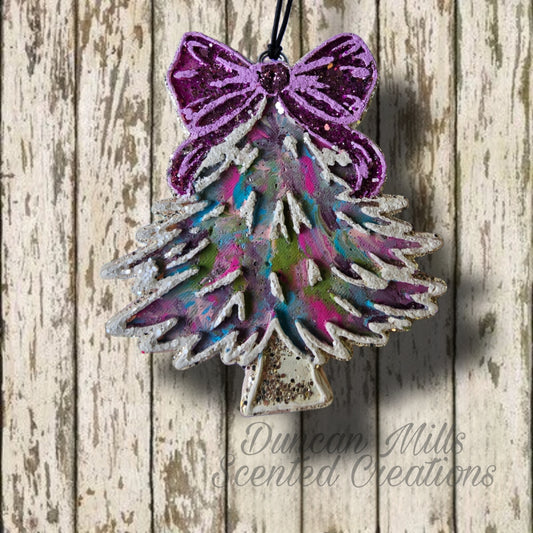 Christmas Tree with bow Freshie | brush strokes | Made to order