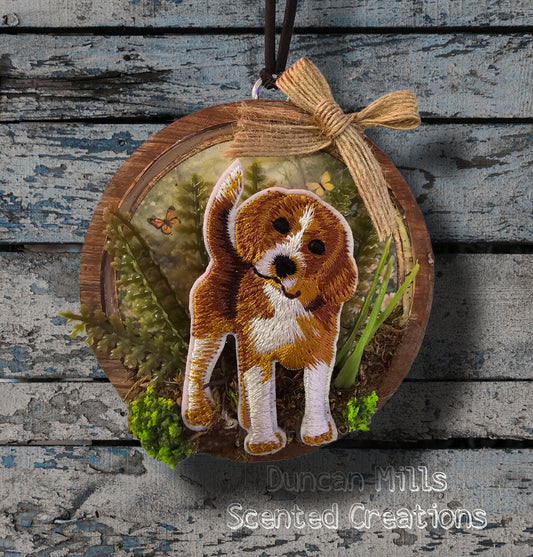 3D Beagle embroidery freshie | Woodland