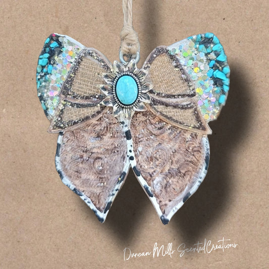 Leather Look Bow Freshie| Pendant| Burlap Western | Made to order