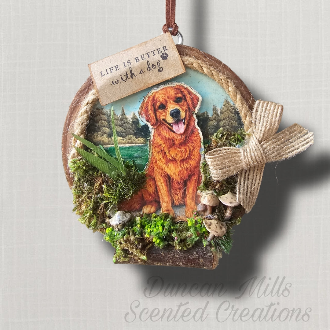 Golden Retriever  Signature Hand-Layered Keepsake Car Charm (Scented)