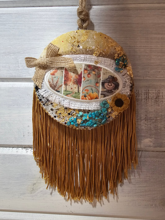 Ready to Ship Freshie | Exclusive one of  kind | Fall design | Turquoise stones  | Scarecrow| | Pumpkin Apple Smash Scent