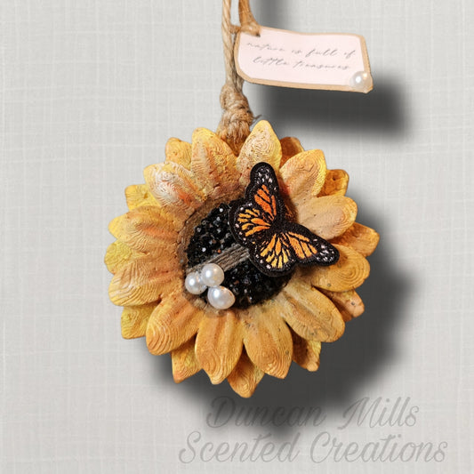 Sunflower Butterfly Embellished freshie |
