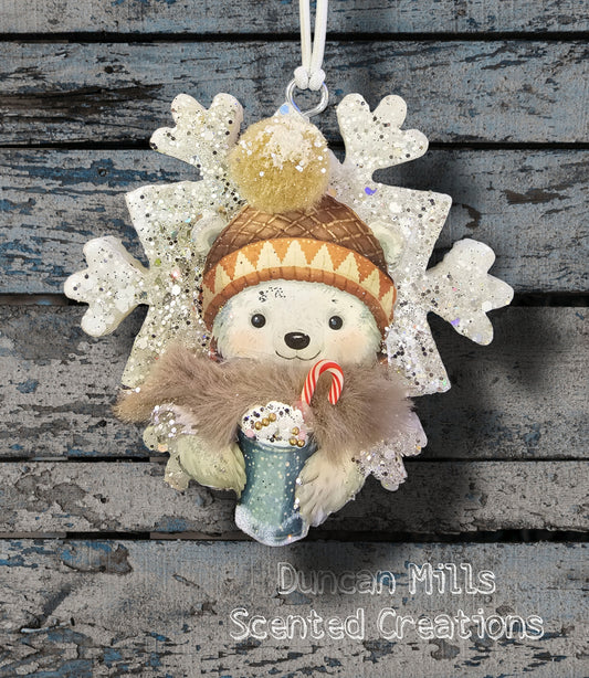 Polar Bear Snowflake Freshie  | Latte lovers | hot chocolate  |3D |Made to order